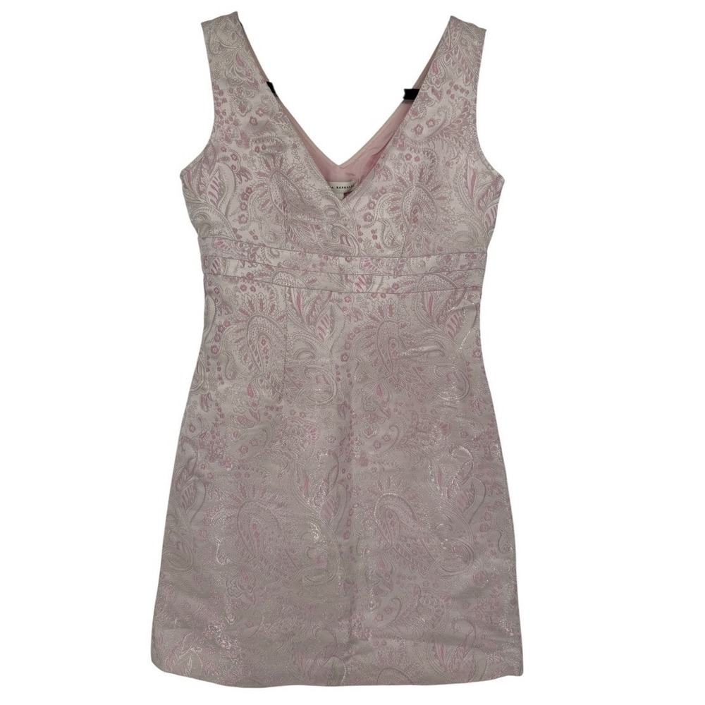 NWT Banana Republic Y2K Sleeveless Silk Metallic Paisley Sheath‎ Dress Pink Sz 2